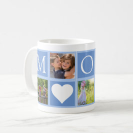 Taza De Café Mamá Personalizado 5 fotos Corazones azules