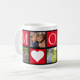 Taza De Café Mamá Personalizado 5 fotos Corazones Café Rojo