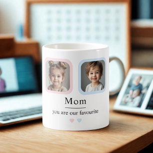 Taza De Café Mamá personalizado con 2 fotos de niños eres nuest
