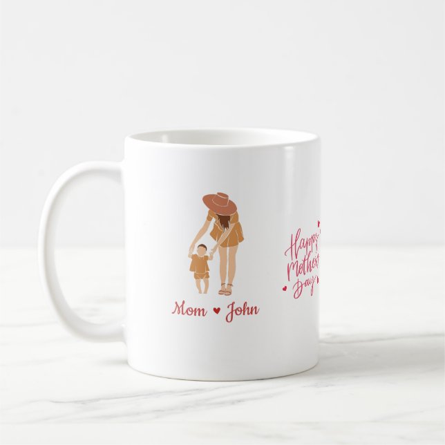 Taza De Café "Mamá Personalizado e hijo Mug con nombres persona (Izquierda)