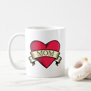 Taza De Café Mama Tattoo Style Heart Coffee Mug