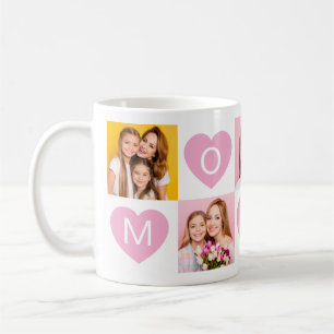 Taza De Café Mamá Te Amamos Nombres de Niños Colage de Fotos Co