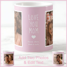 Taza De Café Mamá te quiere 2 Fotos Moderno Rosa C52 y Blanco