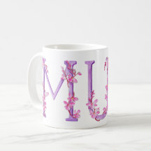 Mamá texto orquídeas pintura mug