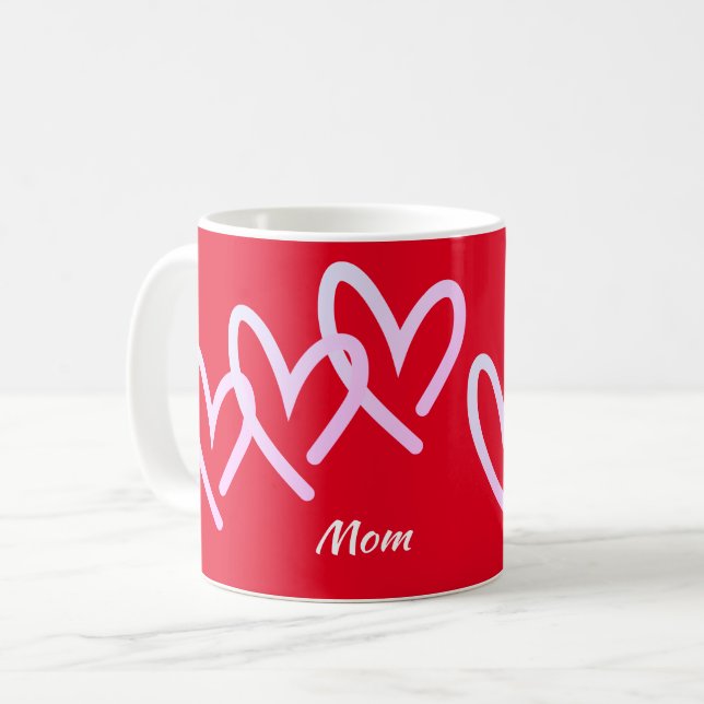 Taza De Café Mamá Triple corazón rojo (Anverso izquierdo)