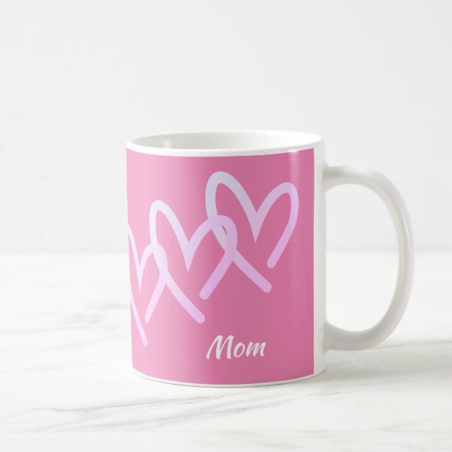 Taza De Café Mamá Triple Corazón Rosa (Derecha)