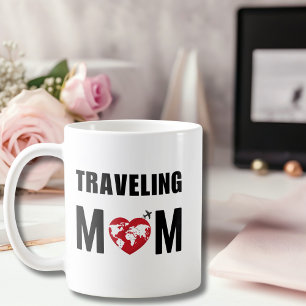 Taza De Café Mamá Viajera Adorable, Mapa Mundial & Avión, Diver
