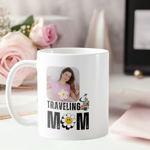 Taza De Café Mamá viajera, maleta de avión, foto Personalizado