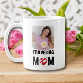 Taza De Café Mamá viajera, Mapa Mundial y Avión,Foto