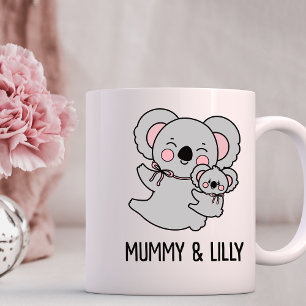 Taza De Café Mamá y bebé koala, familia de pareja personalizada