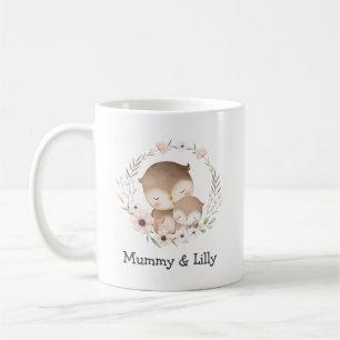 Taza De Café Mamá y Bebé Lechuza - Familia Personalizada