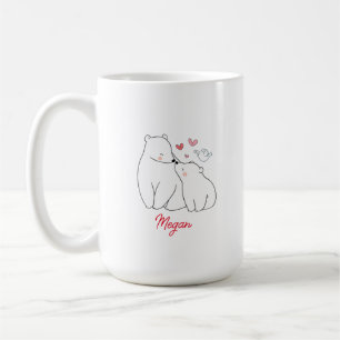 Taza De Café Mamá y bebé oso corazón Minimalista personalizado