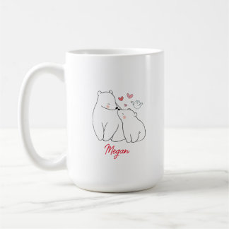 Taza De Café Mamá y bebé oso corazón Minimalista personalizado