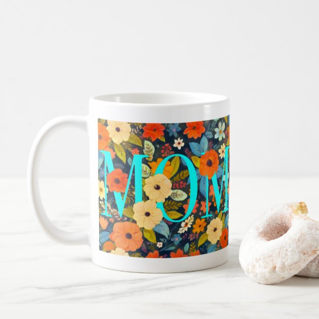 Taza De Café Mamá y flores (Con donut)