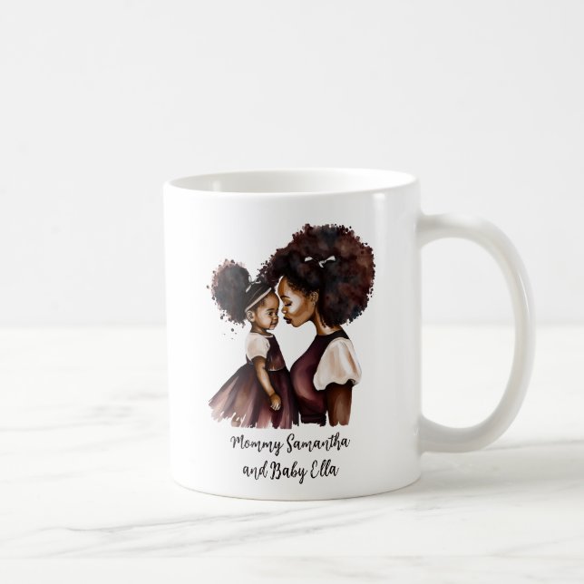 Taza De Café Mamá y hija negras personalizadas (5) (Derecha)
