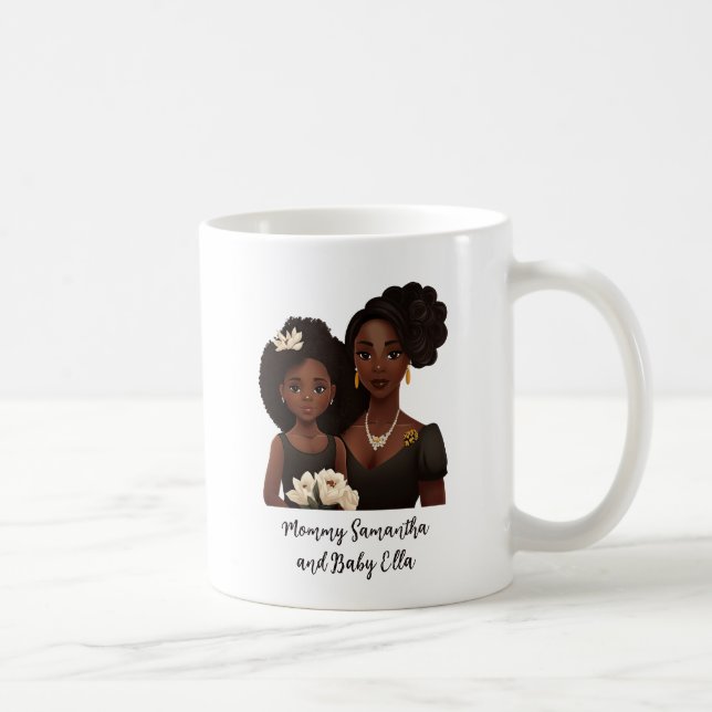 Taza De Café Mamá y hija negras personalizadas (6) (Derecha)