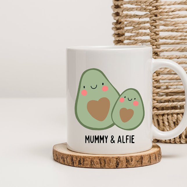 Taza De Café Mamá y niño aguacate , familia de pareja personali (Subido por el creador)