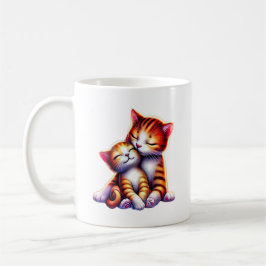 Taza De Café Maman chat et son chaton font des câlins.