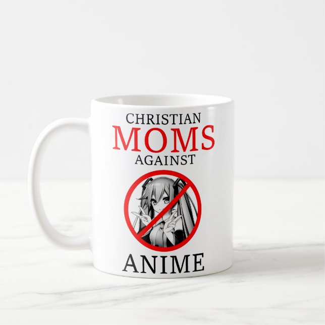 Taza De Café Mamás cristianas contra meme cómico anime (Izquierda)