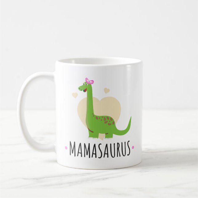 Taza De Café Mamasaurus Funny Dinosaur – Sweet Mom Gift (Izquierda)