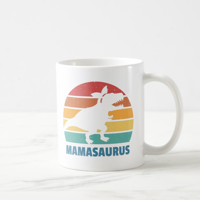 Taza De Café Mamasaurus Mom Dinosaur Funny Día de la Madre (Derecha)