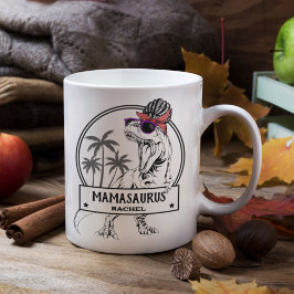 Taza De Café Mamasaurus Mom T rex Dino Funny Nombre personaliza