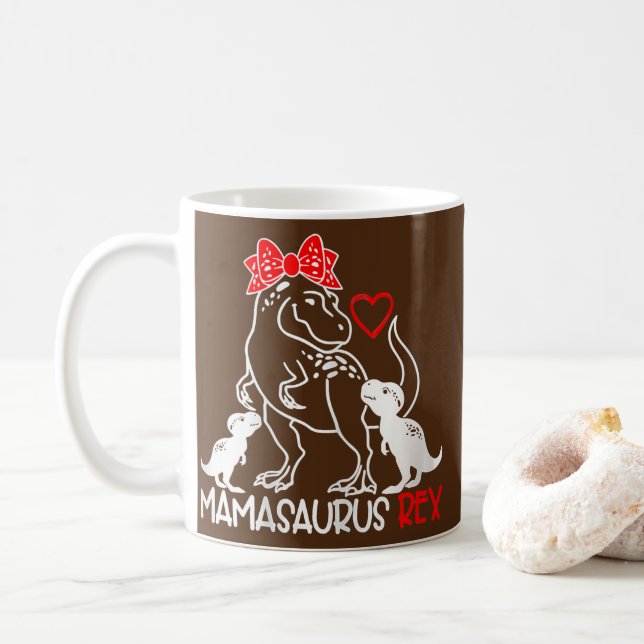 Taza De Café Mamasaurus T Rex Dinosaur Funny Mama (Con donut)