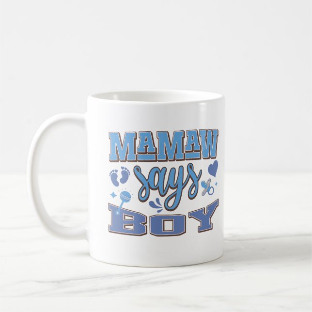 Taza De Café Mamaw dice niño Invitación de embarazo Fiesta bebé (Izquierda)