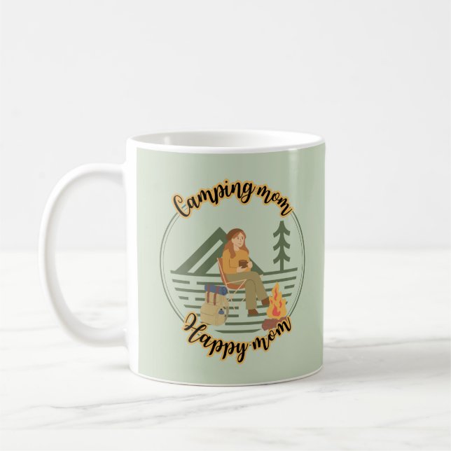 Taza De Café Mami acampando, mamá feliz, mamá acampando al lado (Izquierda)
