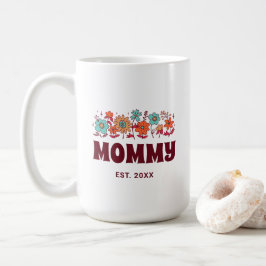 Taza De Café Mami Groovy Flor Retro Vintage Floral Mamá