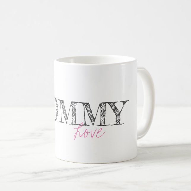 Taza De Café Mami Love Typography Baby Girl Pink Sweet Modern (Anverso derecho)