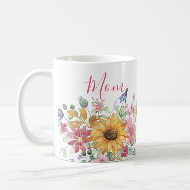 Taza De Café Mami personalizada de floral de primavera (Izquierda)