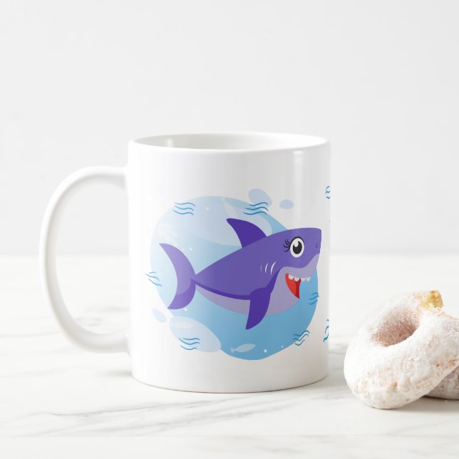 Taza De Café Mami Shark - Púrpura (Con donut)