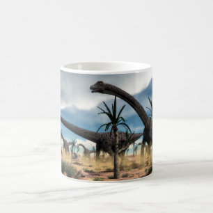 Taza De Café Manada del Diplodocus en el desierto