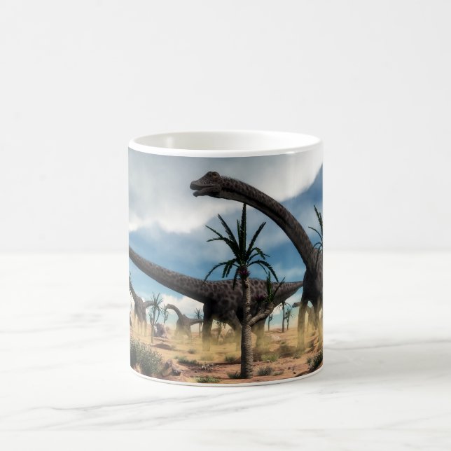 Taza De Café Manada del Diplodocus en el desierto (Centro)