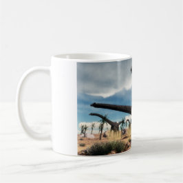 Taza De Café Manada del Diplodocus en el desierto