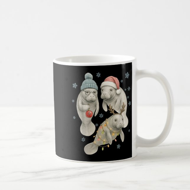 Taza De Café Manatee Christmas Manatee Santa Reindeer Lights Wo (Derecha)