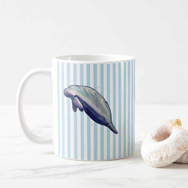 Taza De Café Manatee Painting Stripe Florida Springs (Con donut)