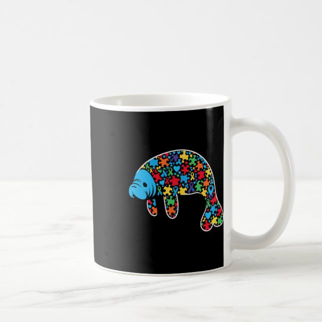 Taza De Café Manatee Puzzle Autism Awareness Autistic Women Me (Derecha)