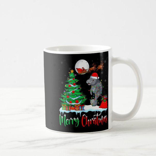 Taza De Café Manatee Santa Hat Xmas Tree Merry Christmas Manate (Derecha)
