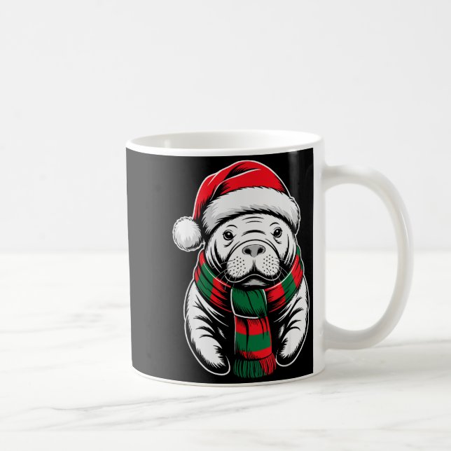 Taza De Café Manatee Xmas Santa Hat F Christmas Costume  (Derecha)