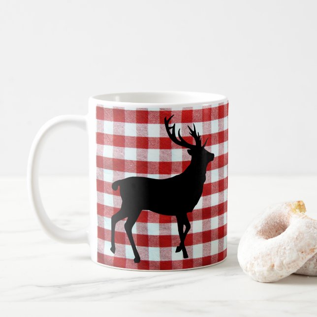 Taza De Café Mancha roja con ciervo negro (Con donut)