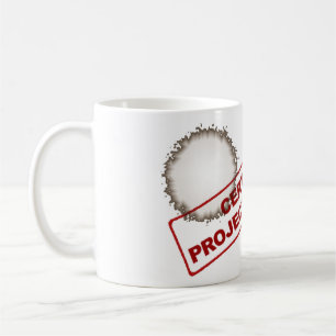 Taza de café manchada gestor de proyecto