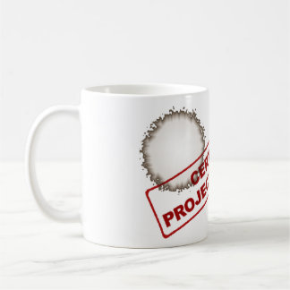 Taza de café manchada gestor de proyecto