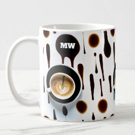 Taza De Café Manchas de café modernas e imagen con iniciales