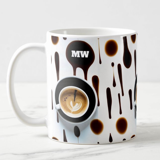 Taza De Café Manchas de café modernas e imagen con iniciales (Subido por el creador)