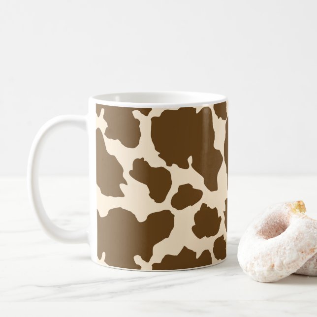 Taza De Café Manchas Marrones Estampado de Vaca Granjero Animal (Con donut)