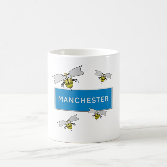 Taza De Café Manchester road sign with bees.  (Centro)