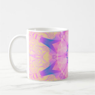 Taza De Café Mandala abstracta retro digital. Flor brillante. B