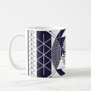Taza de café mandala azul marino